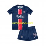 Camisolas de futebol Paris Saint-Germain Bradley Barcola 29 Criança Equipamento Principal 2024/25 Manga Curta